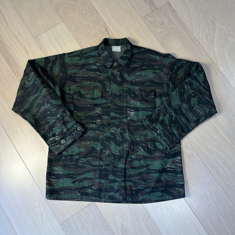 Vintage Military Utility Tiger Stripe Camouflage Jacket *Flaw Men’s XL